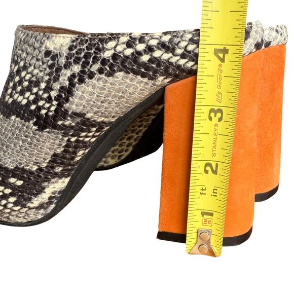 Shellys Snake Print Leather Clogs US 7.5 Chunky Block Heel Mob Wife 70s Vibe SEE - Picture 6 of 14